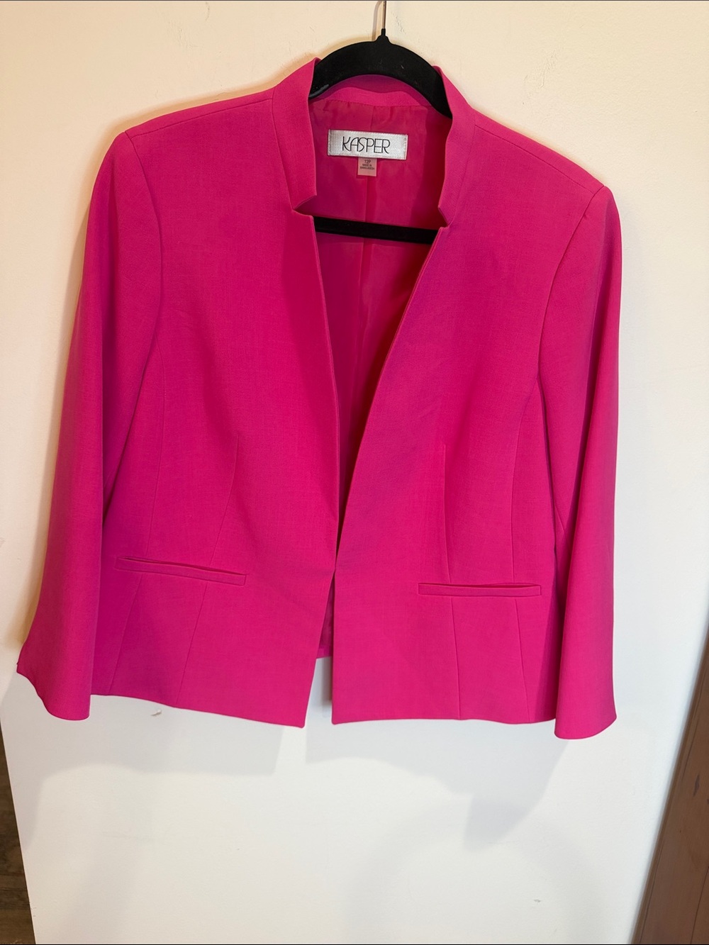 Kasper Women's Bright Vibrant Pink Collarless Blazer w/Hidden Closure, 12P